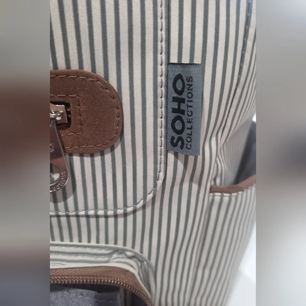 Elegant Striped Baby Bag - Cream and Brown NWOT